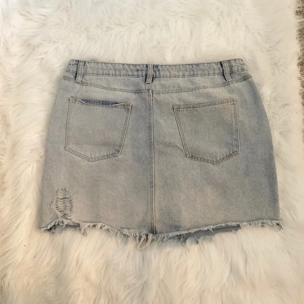 Refuge Distressed Denim Mini Skirt